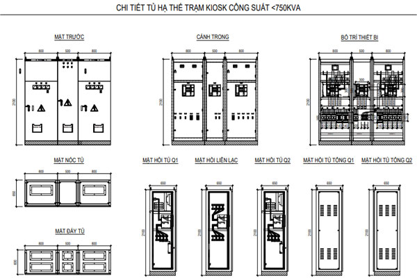 Bản Vẽ Tủ Hạ Thế Trạm Kios Công Suất Nhỏ Hơn 750kVA