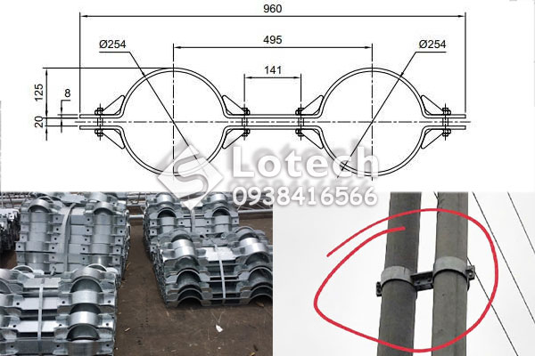 Collier Trụ Đôi D254(508) - 80x8