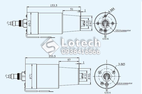 Bản vẽ cấu tạo cảm biến điện áp lắp sau đầu cáp T-Plug