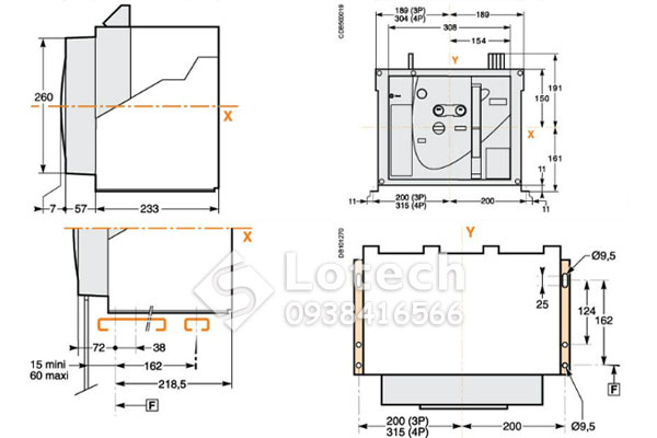 Bản vẽ cấu tạo kích thước ACB EVS Schneider