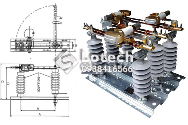 Bản vẽ cấu tạo LBS Vina Electric - cầu dao phụ tải chém ngang