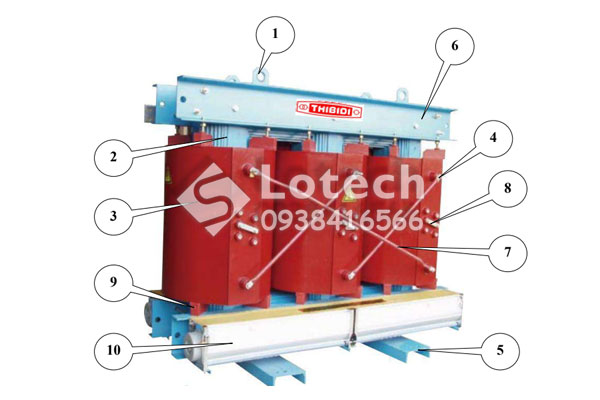 Bản vẽ cấu tạo máy biến áp khô THIBIDI