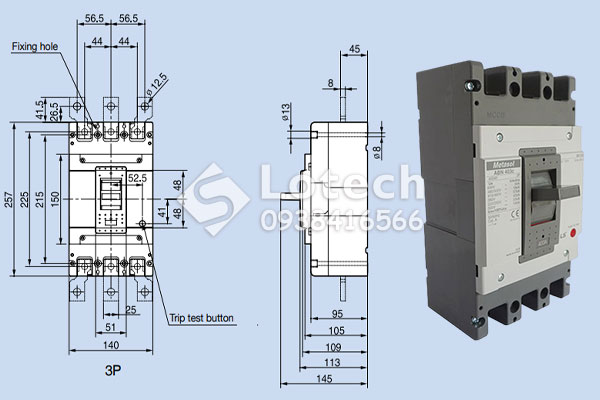 Bản vẽ cấu tạo MCCB LS ABN403c