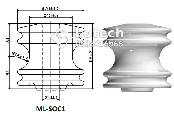 Bản vẽ cấu tạo sứ ống chỉ nhỏ ML-SOC1