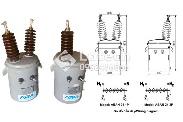 Bản vẽ cấu tạo và sơ đồ đấu dây máy biến áp cấp nguồn APM