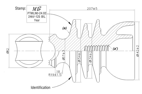 Bản vẽ sứ đứng 24kV ĐR 460mm Minh Long 2