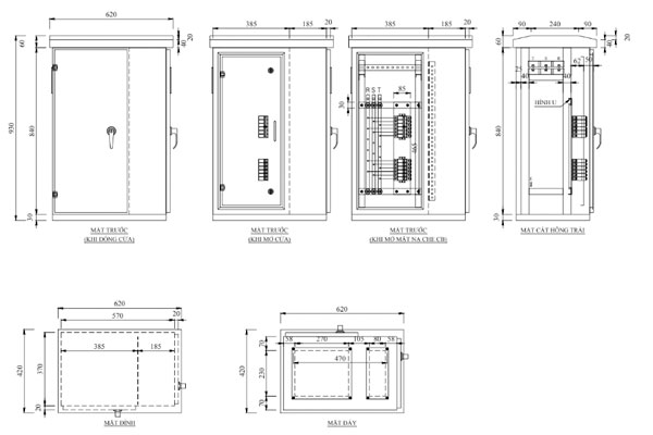 Bản vẽ tủ phân phối hạ áp bằng nhựa Composite