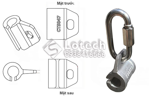 Cấu tạo bộ móc khóa trượt cáp dây cứu sinh 7-10mm