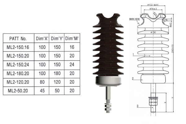 Cấu tạo sứ đứng Line Post 24kV LPML08-24SP Minh Long 2