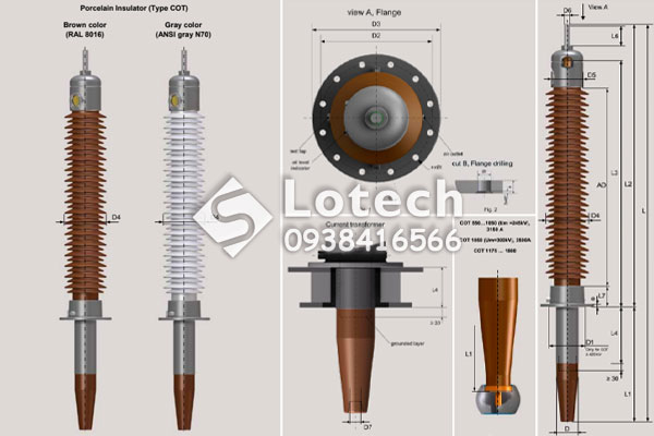 Cấu tạo sứ xuyên bushing Trench COT550