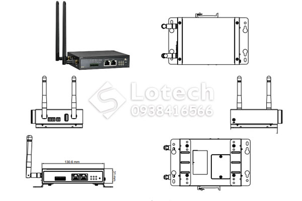 Cấu tạo và kích thước Modem 4G EW50 etherWAN