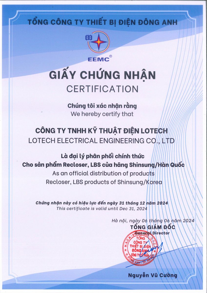 Chứng nhận đại lý Shinsung Lotech