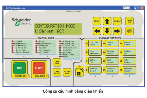 Công cụ cấu hình bảng điều khiển tủ ADVC Schneider