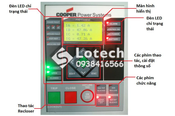 Giao diện tủ điều khiển Recloser Cooper