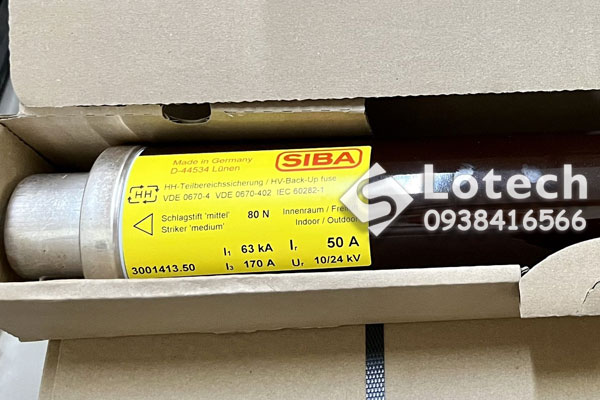 Lotech phân phối cầu chì ống trung thế Siba 10/24kV 50A