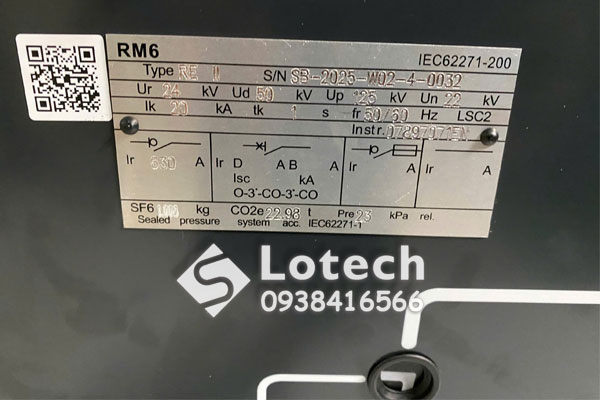 Nameplate tủ Schneider RM6 RE-II 24kV