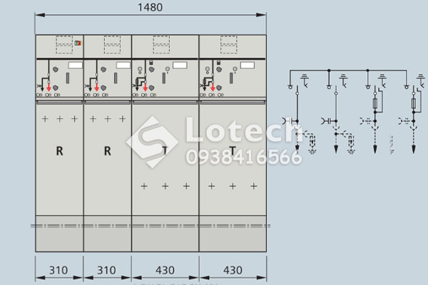 Sơ đồ nguyên lý và kích thước tủ RMU Siemens RRTT