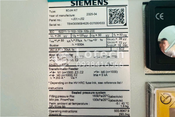 Thông số kỹ thuật tủ RMU Siemens 8DJH RT 24kV